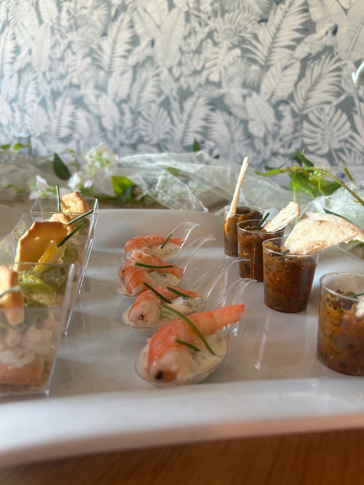 Crevettes et verrines pour un buffet privatisation